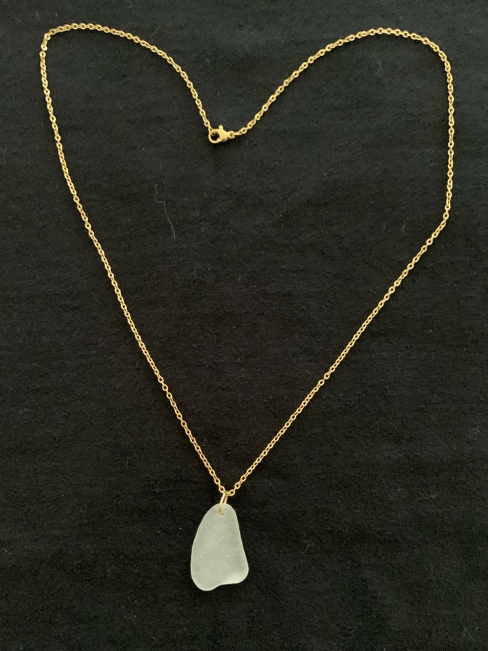 Genuine California Sea Glass pendant on gold tone chain.